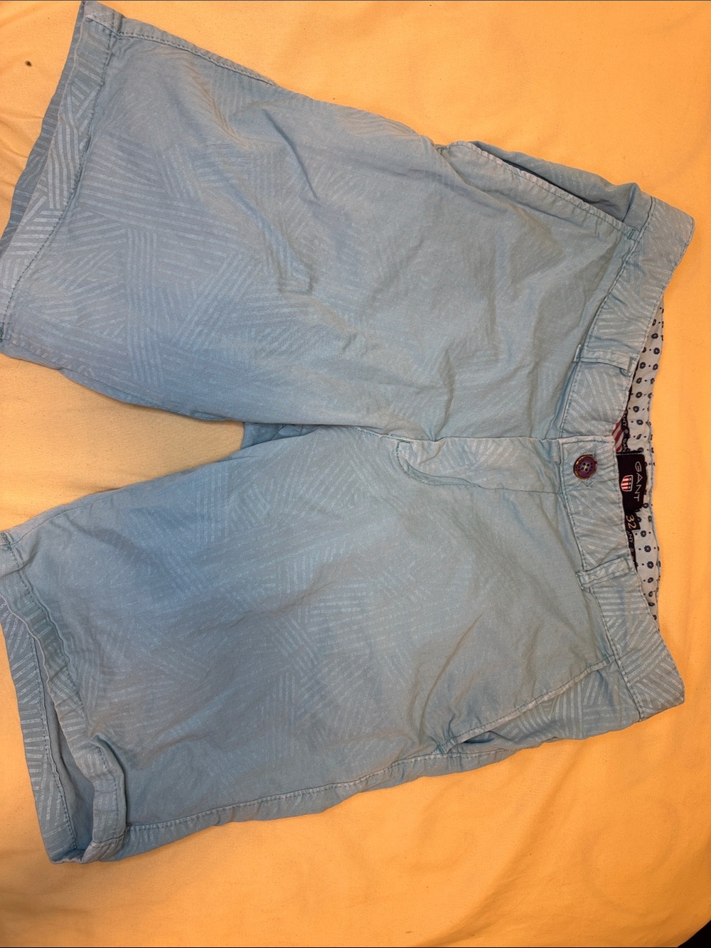Gant Light Blue Flat-Front Cotton Chino Shorts